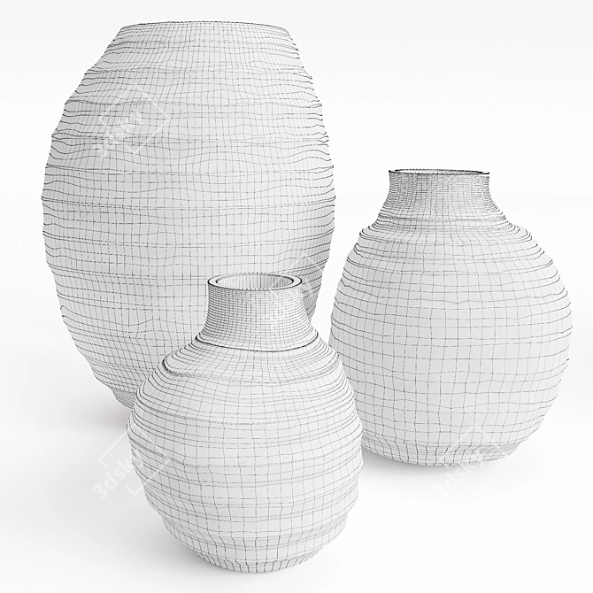 Smoke Blue Glass Belly Vases 3D model image 3