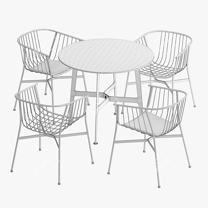 Modern Outdoor Chair and Table Set 3D model image 5