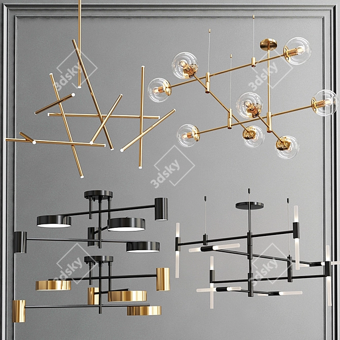 Sleek Elegance: New Minimalist Chandelier Collection 3D model image 1