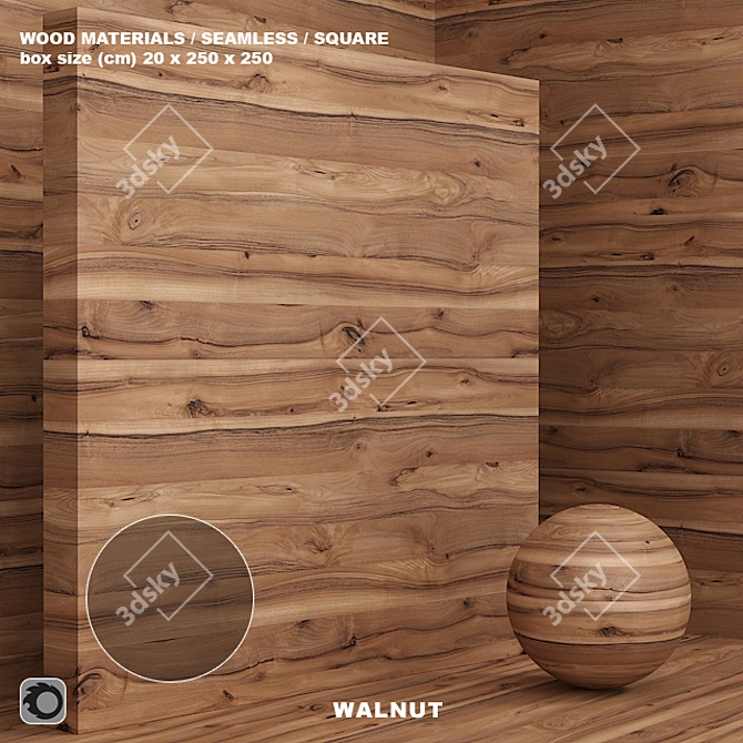 Seamless Wood & Walnut Material Set 3D model image 1