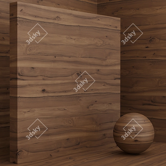 Seamless Wood & Walnut Material Set 3D model image 2