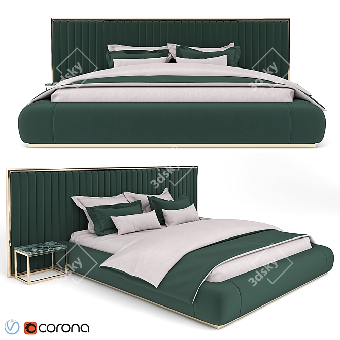 3D Bed Model - Vray & Corona Render - High-Resolution Design 3D model image 1