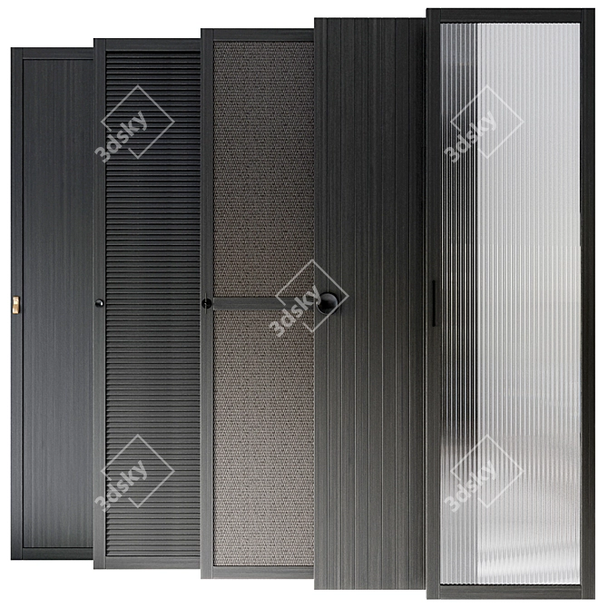 Elegant Doors Collection: Rattan Glass Wood 3D model image 2