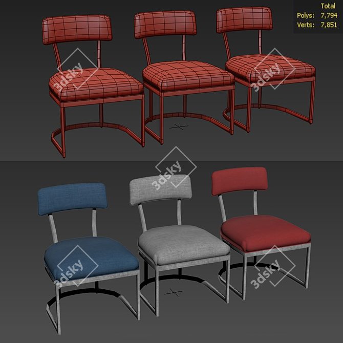 Conrad Modern Side Chair 3D model image 3