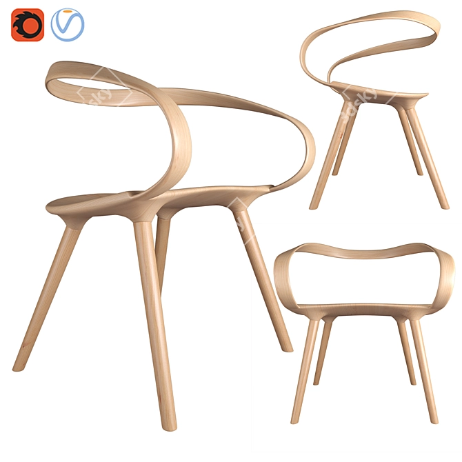 Velo Maple Chair 3D model image 2