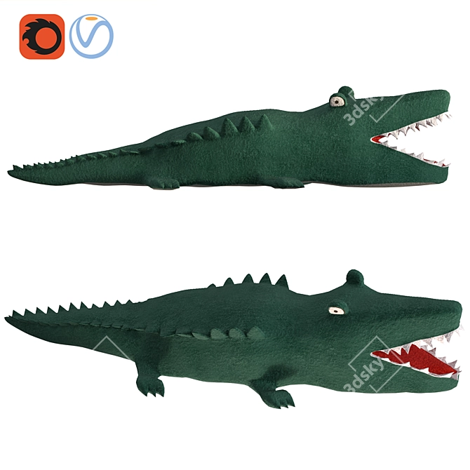 Playful Croc Plush Toy 3D model image 2
