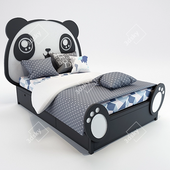 Cozy Panda Kids Bed 3D model image 1