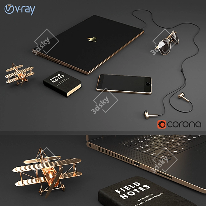 Title: Stylish Desk Decor Set 3D model image 2