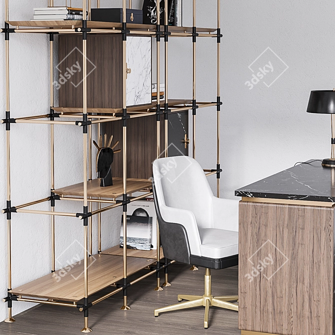 Delightfull Luxxu Office Collection: Blake Bookcase, Lasdun Desk, Miles Table Lamp, Charla Small Office Chair & Lux 3D model image 2