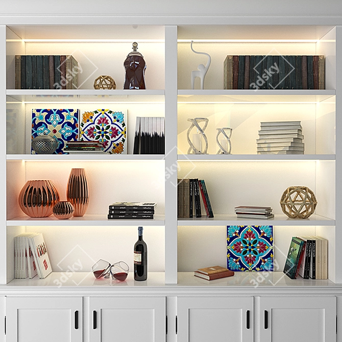 Amir's Stylish Bookcase: Design & Render 3D model image 2