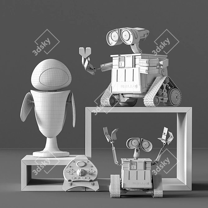 Modular Toy Shelf and Robot Set 3D model image 3