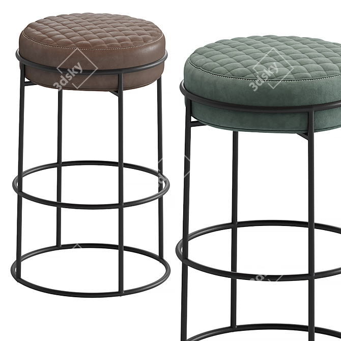 Elegant ATOLLO Upholstered Stool 3D model image 1