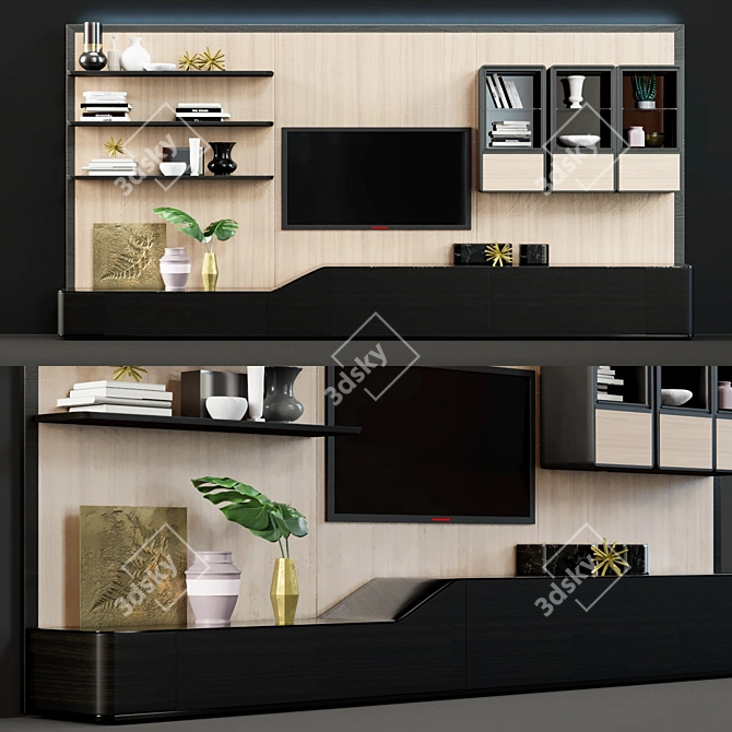Modern TV Stand with Vray and Corona Rendering 3D model image 1