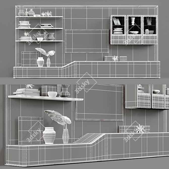 Modern TV Stand with Vray and Corona Rendering 3D model image 2