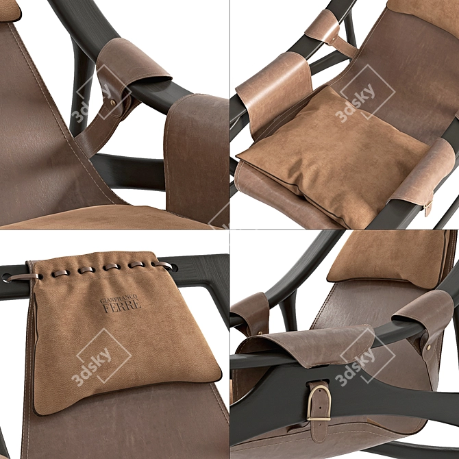 Modern Smoky Grey Leather Armchair 3D model image 2