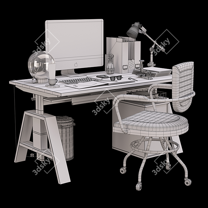 Elegant Handcrafted Office Set 3D model image 3