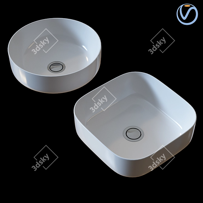 Artisan Above Counter Basins: Square & Round 3D model image 1