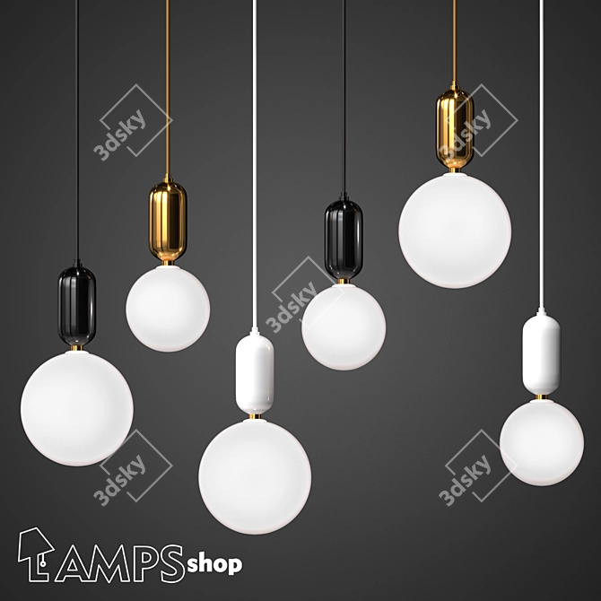 Elegant Aballs Chandeliers - Illuminate Your Space 3D model image 1