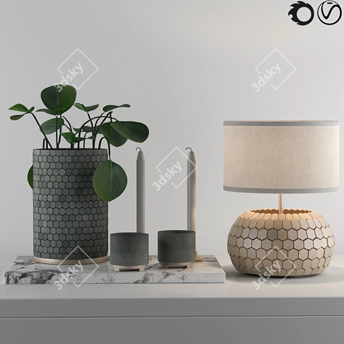 Desert Privet Decor Set 3D model image 1