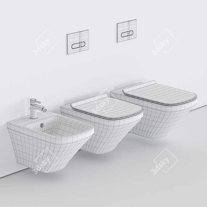 DURASTYLE Wall-Hung WC: Modern Ceramic Toilet 3D model image 3