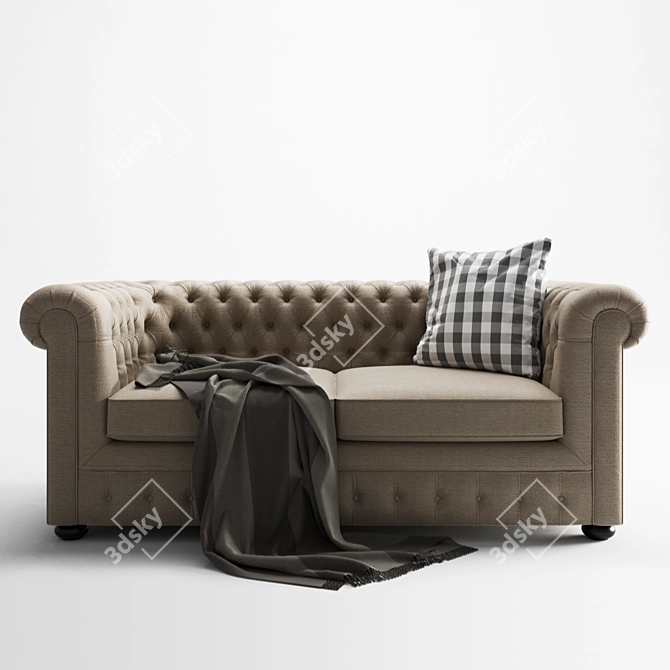 Elegant Chesterfield Sofa, Multiple Finishes 3D model image 1
