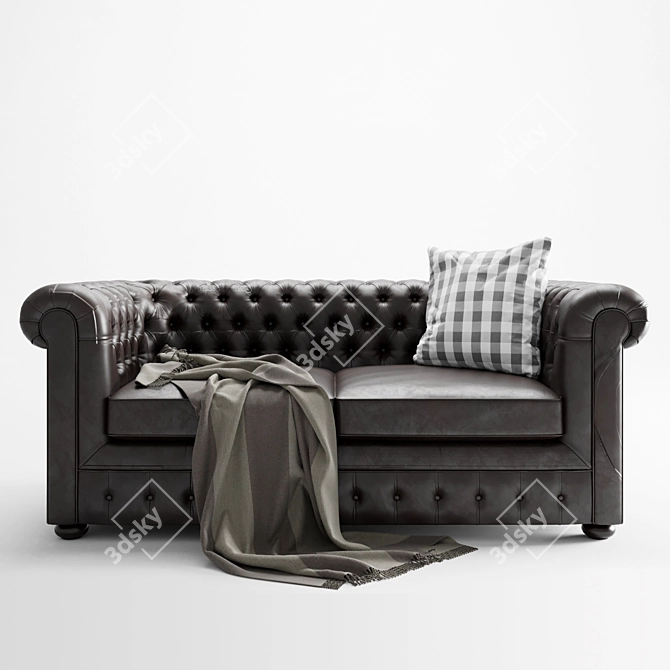 Elegant Chesterfield Sofa, Multiple Finishes 3D model image 2