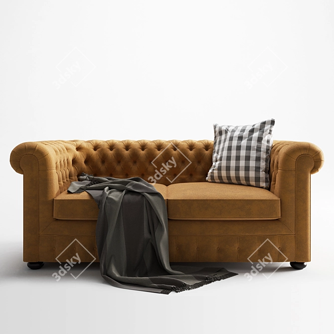 Elegant Chesterfield Sofa, Multiple Finishes 3D model image 3