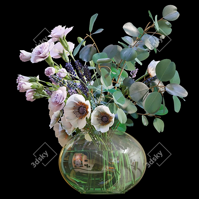 Elegant Blooms Bouquet 3D model image 2