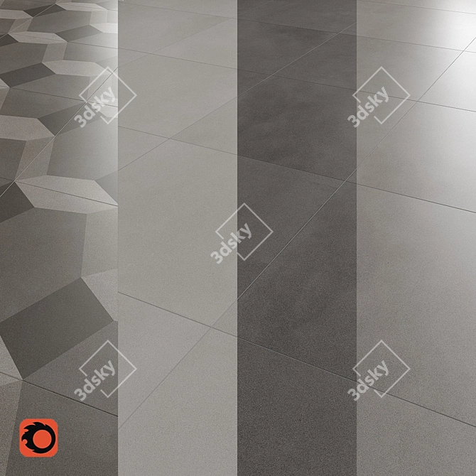 Modern Concrete Floor Tiles 3D model image 1