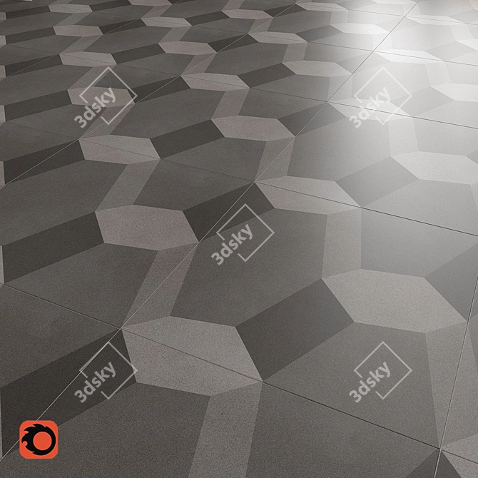 Modern Concrete Floor Tiles 3D model image 2