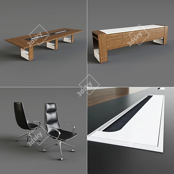 Luxury Marble Office Set 3D model image 2