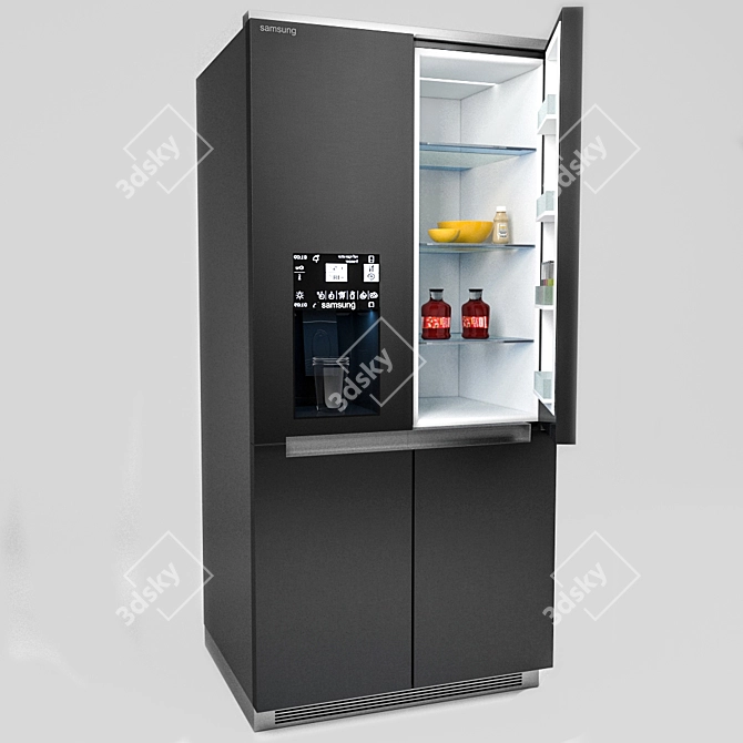 Sleek Side-By-Side Fridge | 95x180cm 3D model image 2