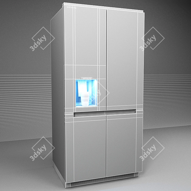 Sleek Side-By-Side Fridge | 95x180cm 3D model image 3