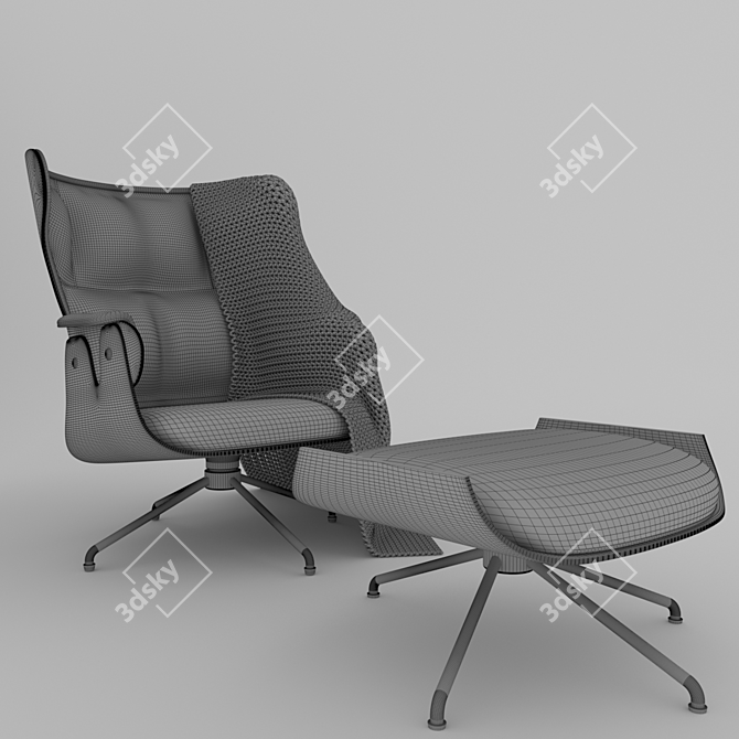 Luxury Leather Lounger Chair 3D model image 3
