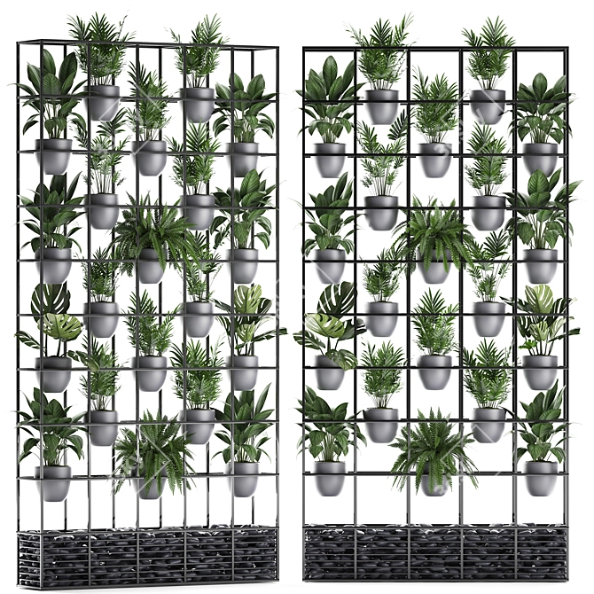 Compact Vertical Garden: Exotic Plants for Stylish Indoor Spaces 3D model image 2