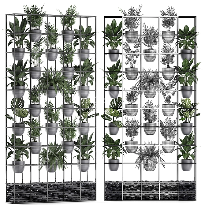 Compact Vertical Garden: Exotic Plants for Stylish Indoor Spaces 3D model image 3
