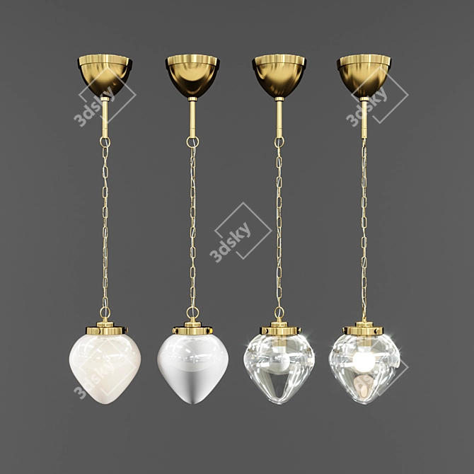 Modern Pendant Lamp with Glass Shades 3D model image 1