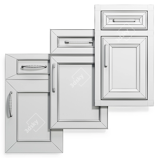 Elegant Cabinet Doors Set 15 3D model image 2