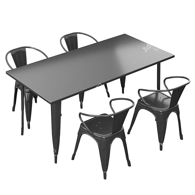 Sophisticated and Functional Metal Dining Set 3D model image 2