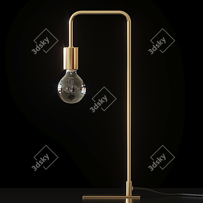 Vintage Brass Arc Table Lamp 3D model image 2