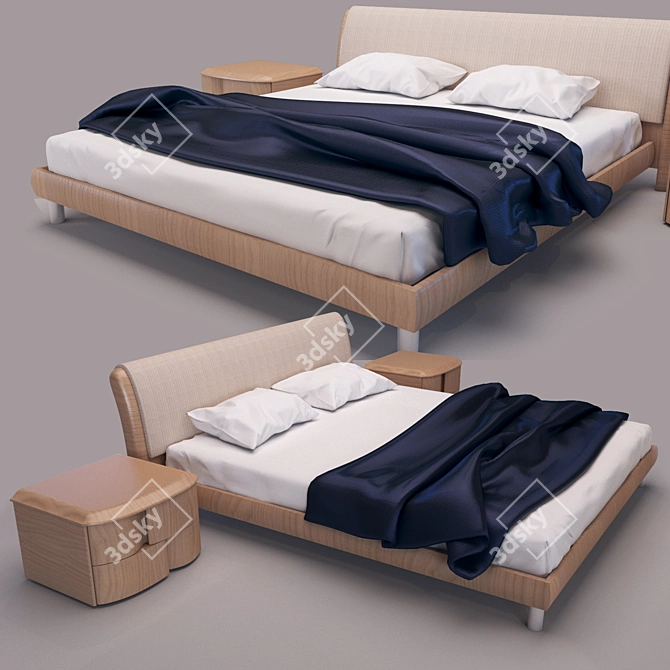 Real Size Maple Bed with Seal Simulation 3D model image 1