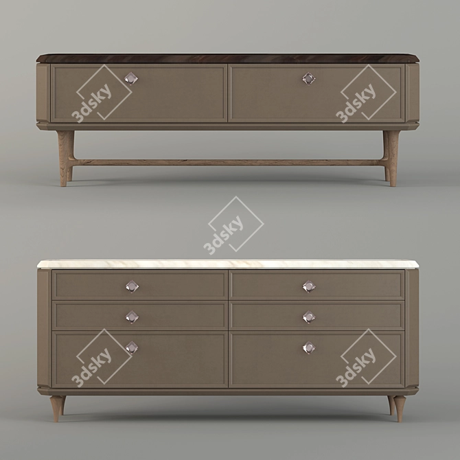 Elegant Italian Sideboards with Legs - Bellagio 3D model image 2