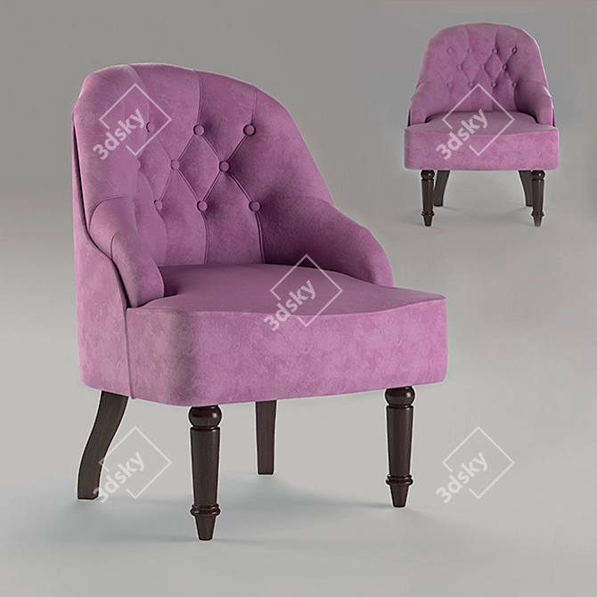 Evans Collection Armchair: Luxurious Velvet, Petite Size 3D model image 1