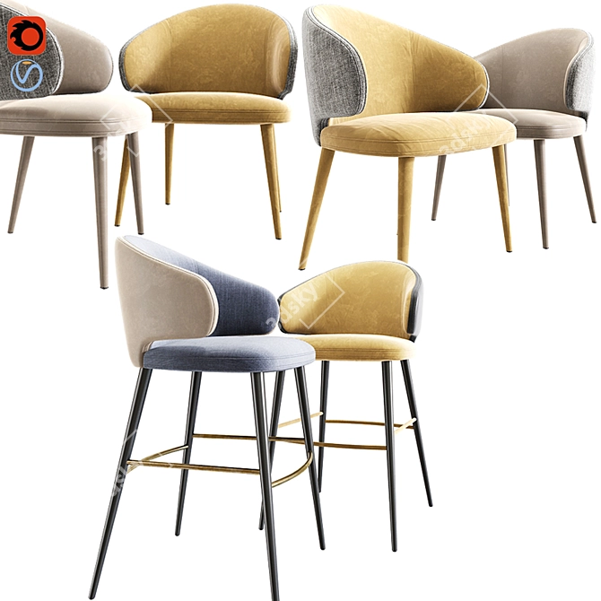 Elegant Modrest Carlton Chair 3D model image 2