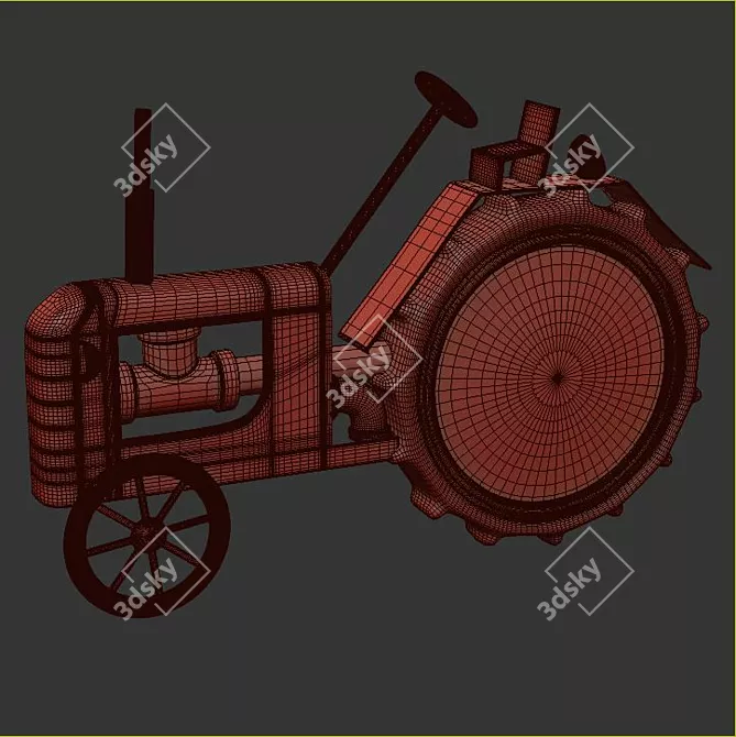 Vintage Tractor Table Clock 3D model image 3