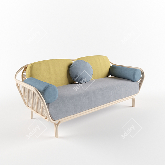 Elegant Rattan BÔA Sofa 3D model image 1