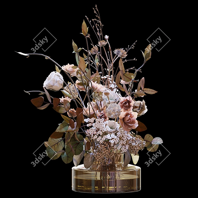 Ethereal Blossoms: Sakura and Dry Hydrangeas 3D model image 2