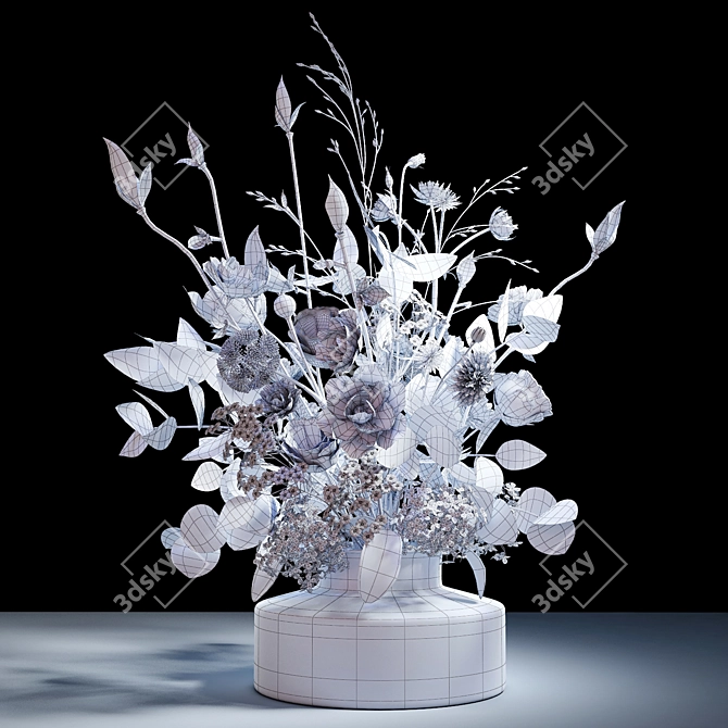 Ethereal Blossoms: Sakura and Dry Hydrangeas 3D model image 3