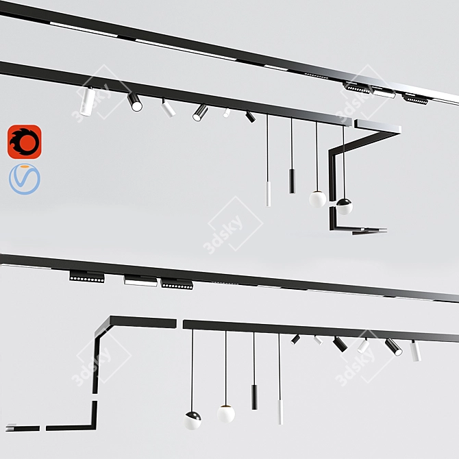 Versatile Ceiling Track Lighting 3D model image 1