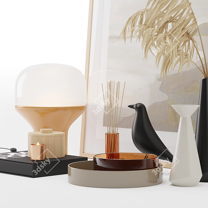 Artistic Decor Set: Painting, Lamp, Eames Bird 3D model image 2